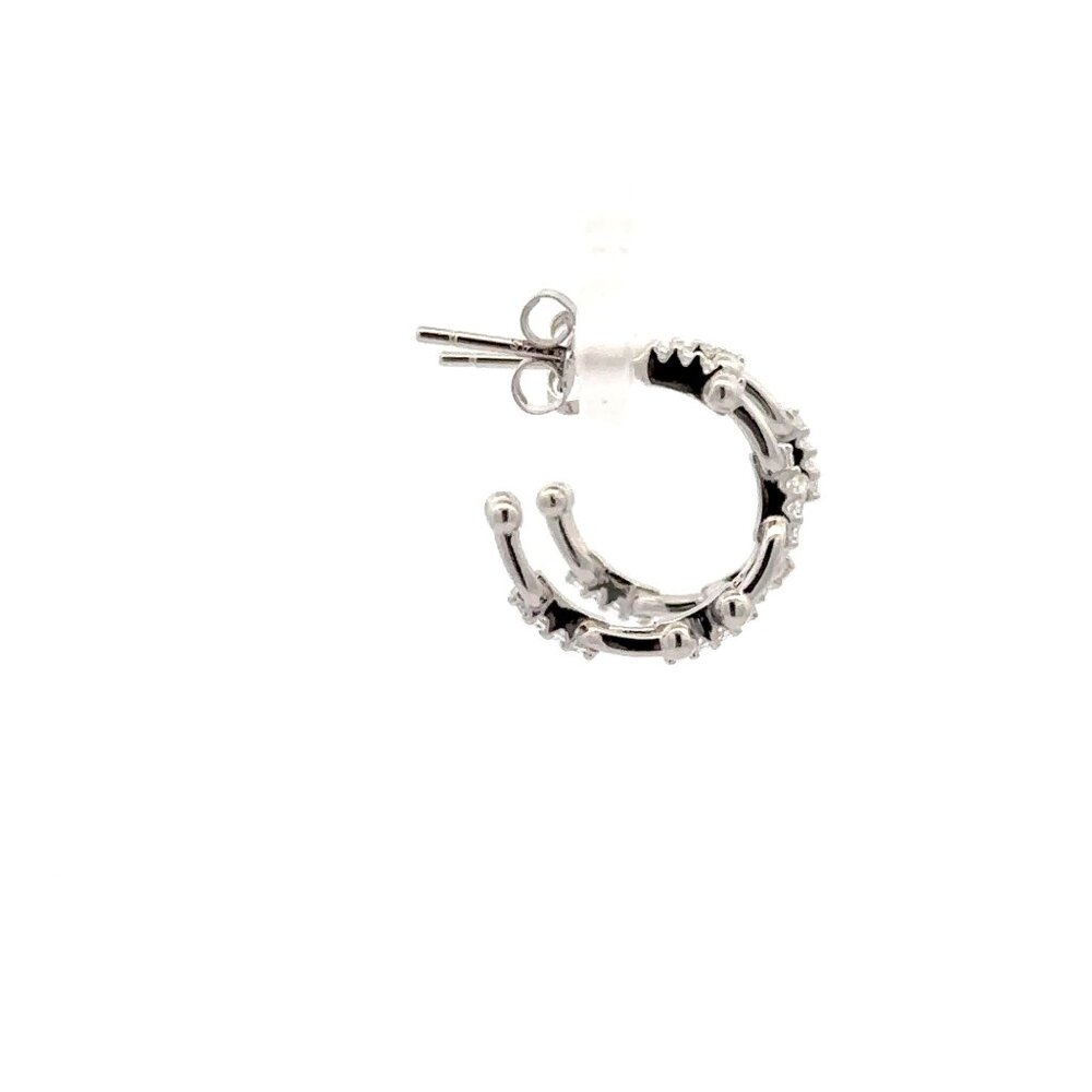 925 Sterling Silver Earrings Semi Hoops - Picture 8 of 8